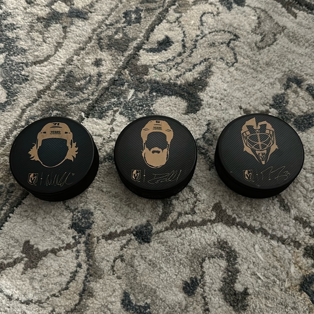 Set of 3 VGK Helmet Image Pucks